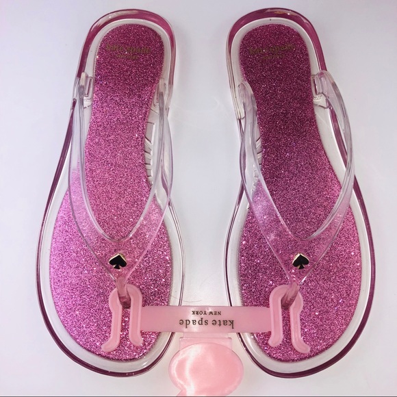 Kate Spade Pink Jill Flip Flop Sandal Clear Gold - Picture 2 of 8